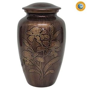 Urna Funeraria Linea Purple con Adornos Dorados y Banda Decorativa, Tamaño Adulto, Florero Conmemorativo - Product Image 4