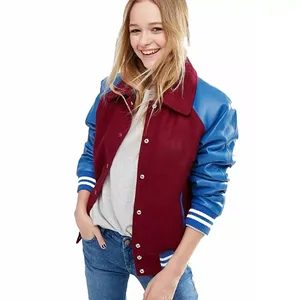 Pakistan Made Premium Quality Women's Quilted Breathable Eco-Friendly Long Varsity Jackets Winter Season Wool Fabric <b>Stand</b> - Product Image 5