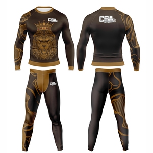 Vêtements de compression respirants pour hommes, vente en gros directe d'usine, design personnalisé, impression numérique par transfert thermique, ensemble de rashguard MMA - Product Image 1