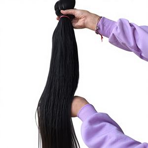 Extensions de cheveux humains 100% de qualité supérieure, qualité Premium, provenant de temple indien, d'un seul donneur, cuticules alignées, double trame machine, vente en gros - Product Image 1