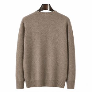 เสื้อสเวตเตอร์ถักไหมพรมขนสัตว์แท้ 100% สำหรับผู้ชาย สีพื้น แขนยาว ใส่ได้ในฤดูใบไม้ร่วง ปี 2027 - Product Image 3