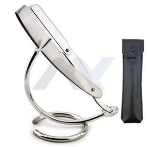 Kit de barbier professionnel, rasoir droit en acier inoxydable pour le rasage humide du visage, avec étui en cuir, support de rasoir, marque personnalisée - Product Image 3