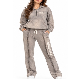 Women’s Tracksuit Two Piece Set Hooded Top Matching <b>Jogger</b> Bottoms Manufacturer Casual Sportswear Relaxed Design Custom Set - Product Image 2