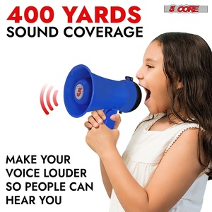 5Core Megaphone 15W Bull Horn Kids PA <b>Speaker</b> w 400 Yards Range Siren Lightweight Loud <b>Mini</b> Megafono - Product Image 3