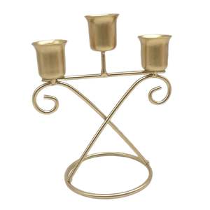 Candelabro de hierro fundido dorado de 3 brazos, elegante soporte para velas, perfecto para mesa de comedor, decoración de bodas y fiestas. - Product Image 5