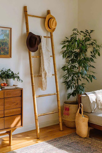 Bamboo Ladder <b>Shelves</b> for Home Farmhouse Bedroom Hospital Furniture Display Rack Flower Pots Living Room Outdoor OEM Product - Product Image 2