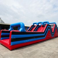 Parcours d'obstacles gonflable en PVC Lilytoys de 80 pieds avec toboggans, château gonflable avec souffleur, pour adultes et enfants, à utiliser en extérieur