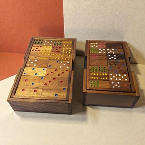 ILAHI's Colored Wooden Double Six <b>Domino</b> <b>Game</b> <b>Set</b> 28 Pcs Eco-Friendly Carved Engraved Antique Design Rectangle High Wooden Box - Product Image 3