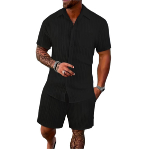 Conjunto de Camiseta Polo y Pantalones Cortos Personalizados con Logotipo para Hombre, Estilo Urbano de Verano, Talla Grande, Tejido de Punto Térmico de Diseño, Colores Personalizados - Product Image 1