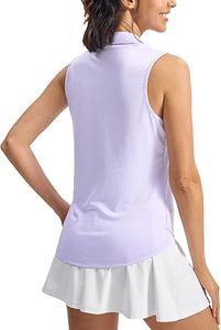 Polo sin mangas de verano para mujer - Camiseta deportiva elegante con cuello en V - Ropa deportiva duradera para golf, fitness y ocio - Product Image 6