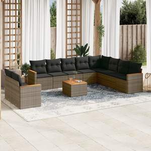 Conjunto de Sofás de Jardín de Ratán Gris Oscuro, 8 Plazas, Resistente a la Intemperie, Muebles de Exterior de Diseño Contemporáneo - Product Image 1