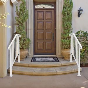 Main courantes en fer de style transitoire pour marches extérieures, kit d'installation facile pour 2 marches, couleur blanc - Identique à 74664377 - Product Image 6