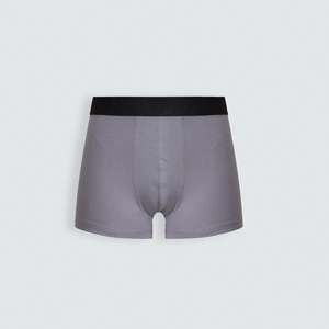 Calzoncillos bóxer de corte medio para hombre, color gris sólido, sin costuras, de punto, de algodón y spandex. - Product Image 1