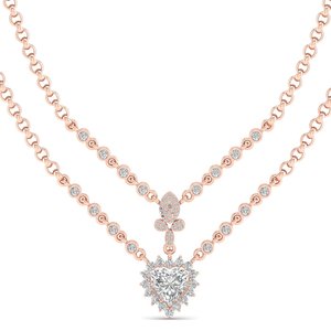 REYES – colliers en or massif 14 carats en forme de cœur, Moissanite de 5.53 carats, sur mesure, pour femmes, cadeau de mariage de luxe, bijoux fins - Product Image 2