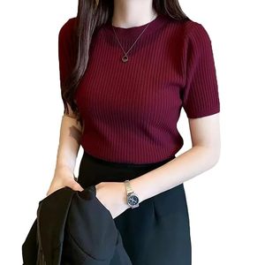 Camiseta de Verano de Punto Antipelusas, Cuello Redondo, Manga Corta, para Mujer, de Alta Calidad, con Logotipo Personalizable, Estilo Casual - Product Image 2