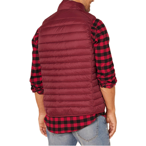 Gilet matelassé bordeaux pour homme à col montant, fermeture éclair, coupe-vent, décontracté, pour l'hiver - Product Image 4