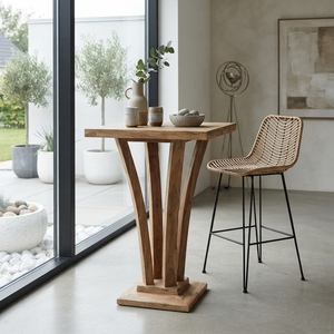 Viola <b>Bar</b> <b>Table</b> Modern Solid Wood High Dining Furniture Elegant Pedestal Base Pub <b>Table</b> For Rustic Contemporary Home Decor Style - Product Image 4