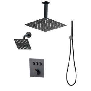 Sistema Doccia Termostatico a Pioggia da 12 Pollici con Montaggio a Parete da 6 Pollici e 1 Doccetta Manuale #   Set di Accessori per il Bagno - Product Image 1