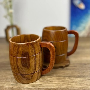 Chope à bière classique en bois, design ergonomique, grande capacité, tasse à bière en forme de baril, pour usage domestique - Product Image 6