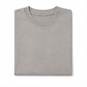 T-shirt Homme Oversize à Manches Courtes Col Rond en Coton Gris Pierre Brossé Coupe Cocon Personnalisé MTS-OVR-0005 - Product Image 5