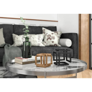 Ensemble de 2 sculptures géométriques modernes en aluminium, faites à la main, pour la décoration de table à la maison ou au bureau - Product Image 2