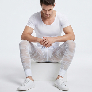 Pantalones de malla transparentes para hombre, ropa de discoteca, leggings ajustados de malla transparente, pantalones transparentes elásticos de cintura alta para hombre - Product Image 3