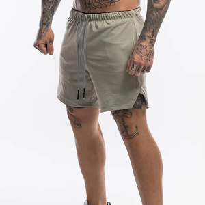 Sporty Canvas <b>Men</b> Custom Logo Print Swimming <b>Trunks</b> Breathable Quick Dry Eco-Friendly Drawstring Closure Knee Length Gym Shorts - Product Image 1