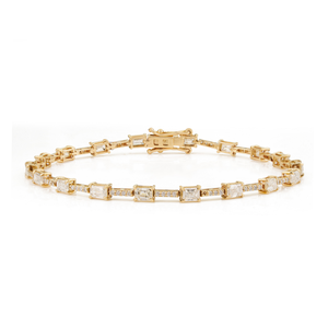 Exclusive Design Luxurious Pure 14K Yellow <b>Gold</b> Real Diamond Stacking Tennis Bracelet Latest Classic Gift For Wedding Jewelry - Product Image 1