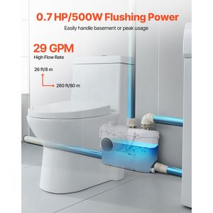 Pompa Maceratrice da 500W, 29 GPM, Prevalenza 8 m, Ingresso Acque Nere e WC, 4 Pompe per Scarico Acque di Scarico e Fognature - Product Image 2