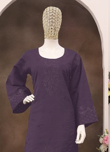 Conjunto de Cordón de Algodón Semibordado para Mujer, Estilo Moderno, para Salwar Kameez, Ideal para Fiestas, Bodas y Diwali - Product Image 6