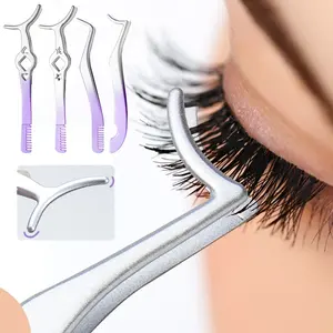 Pince à épiler colorée pour cils, en acier au carbone, professionnelle, haute précision, applicateur de faux cils, outils de maquillage - Product Image 1