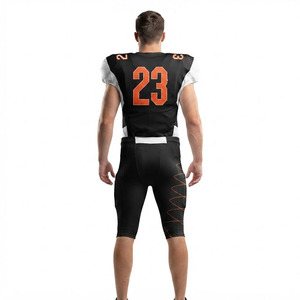 Ensemble d'uniformes de football américain personnalisés sublimés de qualité professionnelle 100 % polyester respirant, maillot et pantalon techniques épais pour le tackle – Édition USA - Product Image 4