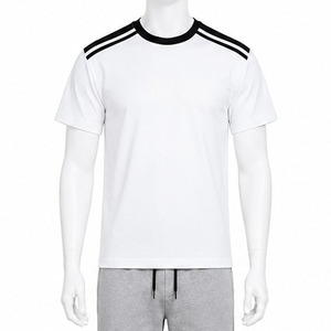 T-shirt pour homme en coton 100% surdimensionné à rayures avec logo personnalisé en gros - Product Image 3