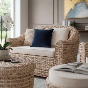 Modern Woven Rattan <b>Dining</b> <b>Armchair</b> Handmade Natural Rattan Frame Cushioned Removable Cover Ergonomic Eco-Friendly <b>Dining</b> Chair - Product Image 6