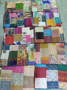 <b>Indian</b> Handmade Vintage Kantha <b>Quilt</b> Patchwork Bedspread Reversible Eco-Friendly Washable Silk Cotton for Home & Hotel - Product Image 2