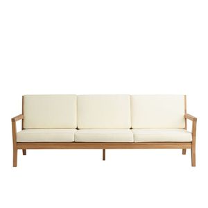 Sofá Moderno para Exteriores Uno de Madera de Teca Sólida con Cojín, Conjunto de Jardín Resistente al Agua y a los Rayos UV, Sofá de Patio para Villa, Hotel, Parque - Product Image 1