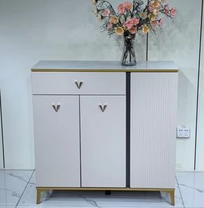Mueble Zapatero Moderno para Entrada, Consola de Almacenamiento de Madera Blanca y Gris con Cajón y Puerta para el Recibidor del Hogar - Product Image 3