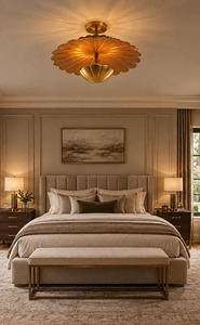 Elegant Bronze Ceiling <b>Light</b> Fixture With <b>Shell</b> Shape Design For Indoor Lighting Decorations - Product Image 6