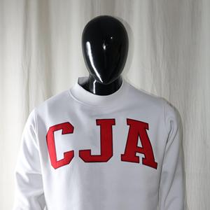 CJA WHITE Mock Neck Sweatshirt 100% Cotton RED <b>Applique</b> Embroidery wide neck Sweatshirt URBAN PRODUCTIONS - Product Image 3