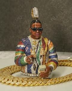 Colgante de Jesús de Plata de Ley 925 Chapado en Oro de Lujo con Moissanita Natural, Estilo Hip Hop Iced Out, Retrato 3D Hiperrealista Esmaltado - Product Image 1