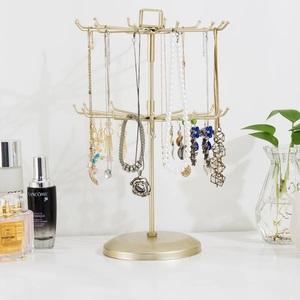 Présentoir à bijoux rotatif avec crochets carrousel à 360 degrés, support multicouche pour colliers, présentoir élégant pour coiffeuse - Product Image 2