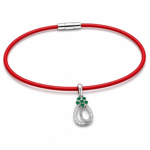 Collar de Oro Blanco de 18K con Colgante de Esmeralda Cultivada en Laboratorio en Forma de Lágrima Abierta, Cordón de Goma, Certificado IGI, Lujoso y Personalizado - Product Image 2