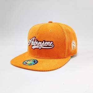 Gorra Unisex de 6 Paneles de Pana con Cierre a Presión, Visera Plana, Corona Estructurada, Logotipo Bordado Personalizado, Transpirable, para Actividades al Aire Libre - Product Image 2