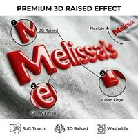 Étiquettes thermocollantes en silicone 3D brillantes personnalisées, patchs en caoutchouc en relief haute densité, badges thermocollants pour vêtements