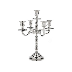 Décoration de noël bougie votive 5 bras candélabre haut tendance Table pièce maîtresse argent Antique finition métal bougeoir - Product Image 3
