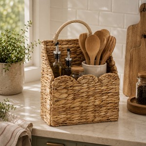 Cesta Colgante de Jacinto de Agua Festoneado, Cesta Tejida Multiusos para Almacenamiento, Decoración para Puerta Principal, Hogar, Jardín, Despensa, Estilo Rústico - Product Image 3
