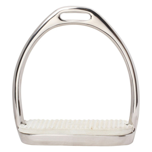 Étriers en acier inoxydable avec coussinet en caoutchouc blanc pour l'équitation - Product Image 1