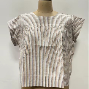 Hand Block Printed Cotton <b>Boho</b> <b>Shirt</b> Lightweight Top Women Short Tops Casual tops Sleeveless - Product Image 1