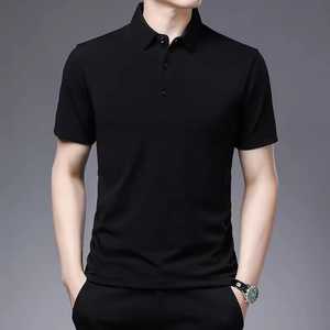 Men's Navy <b>Blue</b> Short Sleeve <b>Polo</b> <b>Shirt</b> Solid Color Knitted Casual Regular Fit Button Down Top - Product Image 4