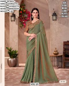 Sari traditionnel brodé Shree Krishna Textiles, infroissable et anti-humidité, pour femme, idéal pour les fêtes - Product Image 5